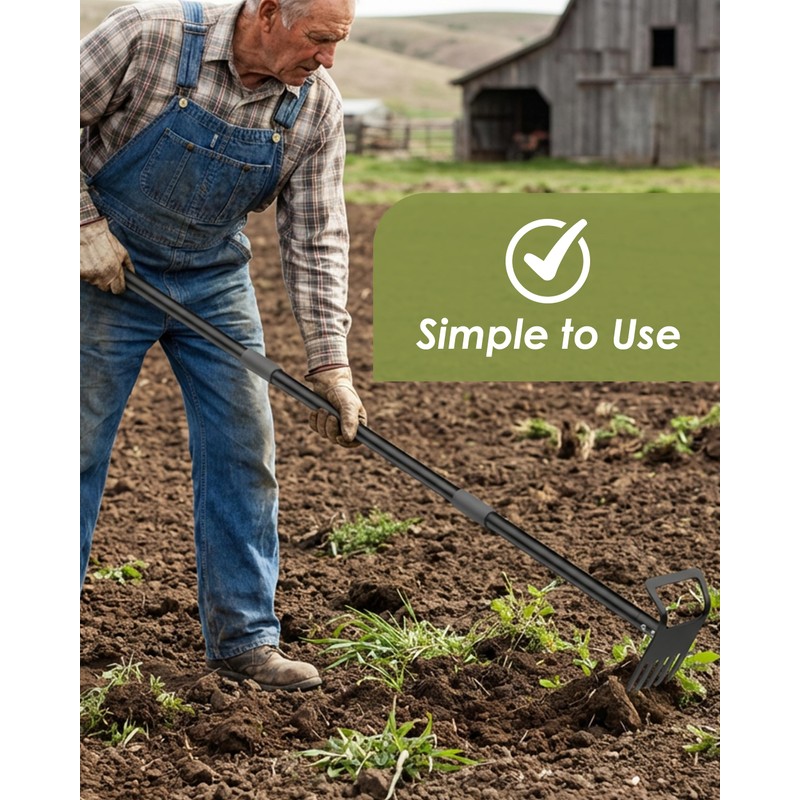 Garden Hoe, 60 Inch Adjustable 2-in-1 Hoe Garden Tool, Sharp