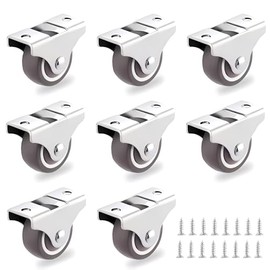 8pcs TPE Rubber Silent Sliding Door Pulley,Drawer Shoe Cabinet Furniture Casters Small Wheels Mini Caster Wheels Low Profile Single Direction（1.25 Inch）