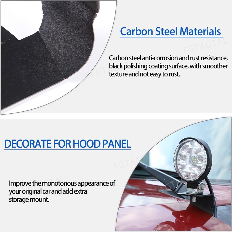 Car Hood Light Mount Bracket Compatible with Toyota FJ Cruiser