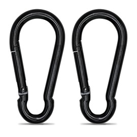 KINLINK - Paquete de 2 clips de mosquetón negro, gancho de resorte resistente de 4 pulgadas, clips Caribeener para campamento al aire última intervensión, juego de columpio, hamaca, senderismo,