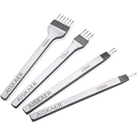 Aiskaer White Steel 3mm 1/2/4/6 Prong DIY Diamond Lacing Stitching Chisel Set Leather Craft Kits