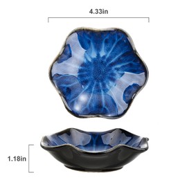 VanEnjoy Blue Ceramic Spoon Rest Cute Multifunctional Vintage Coffee Spoon Rest Small Dipping Bowls - Set of 5