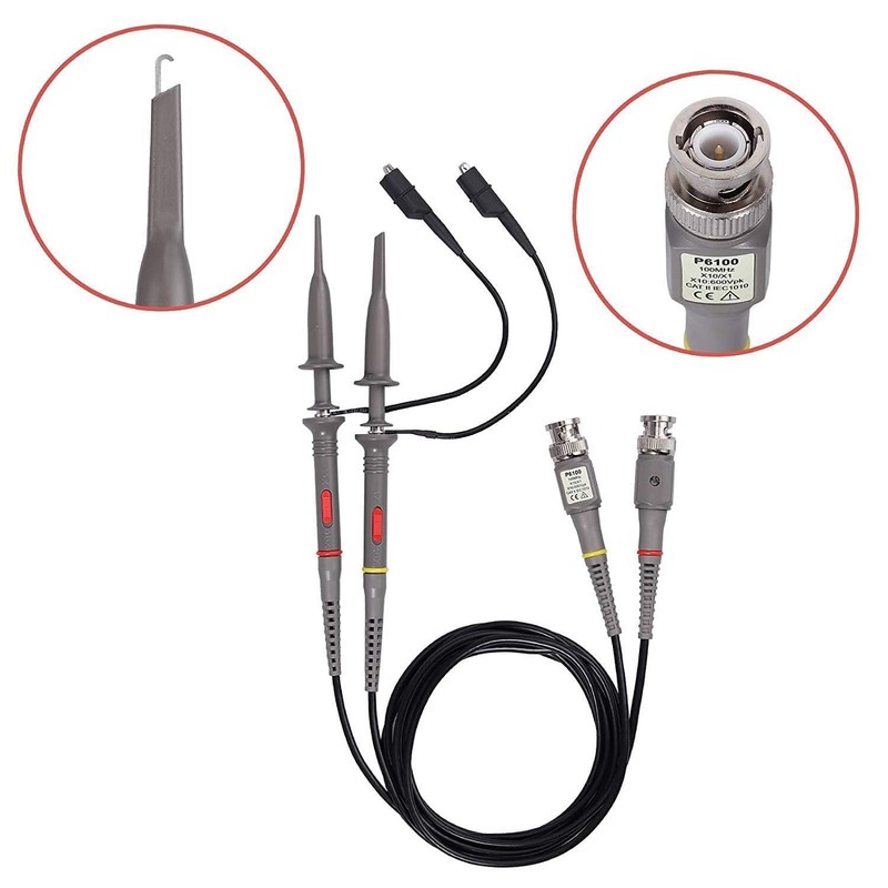 2 Packs Oscilloscope Clip Probes with BNC to Minigrabber Test