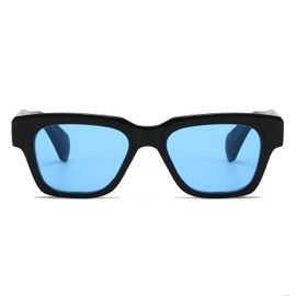 SHEEN KELLY Retro Rectangular Sunglasses for Men Women Trendy Thicker Frame Design Classic Glasses Non-Slip Temples 80s 90s, 2, Unit size