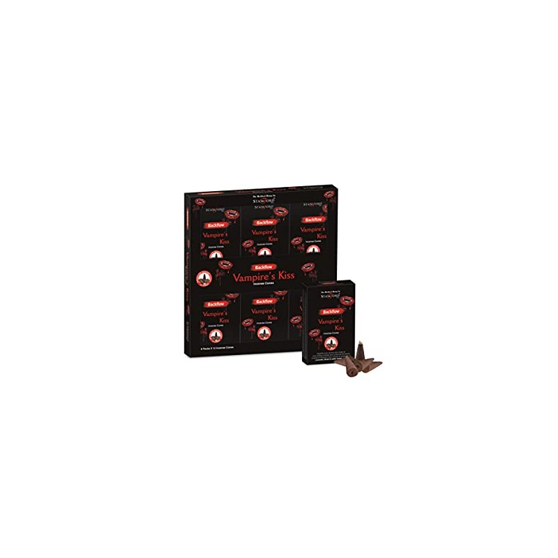 Stamford 37484 Vampire Kiss Incense Backflow, 12 Cones x 6