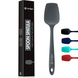 Silicone Spoon Spatula - 600ºF Heat-Resistant Non-Stick Rubber Spoonula | Use as Silicone Kitchen Scraper Utensil - Baking and Cooking Strong Stainless Steel Core | UpGood Kitchen Utensils, (Grey)