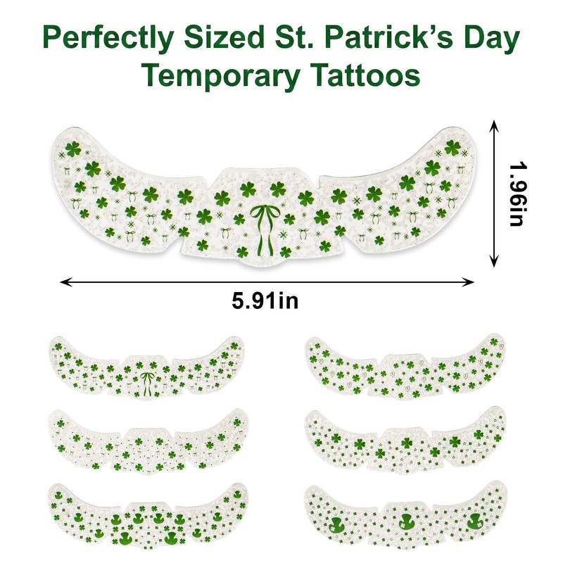 6PCS St. Patrick's Day Face Stickers,Green Glitter Freckles,Shamrock Face Temporary