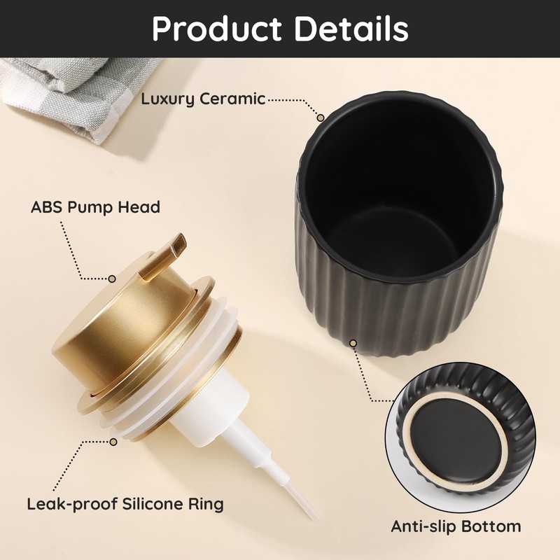 Segbeauty Soap Dispenser Foam, 320 ml Soap Dispenser Kitchen, Ceramic