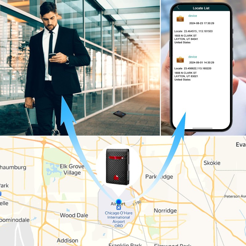 Mens Wallet Tracker Work for Anroid & iOS Device, Smart