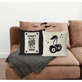 KEUSPI 8 Ball Pillow Covers 18x18 Downtown Girl Room Decor Funky Trendy Lucky You Throw Pillow Cover,8 Ball Positive Dorm Pillow Covers, Trendy Lucky College Dorm Decor for Bedroom