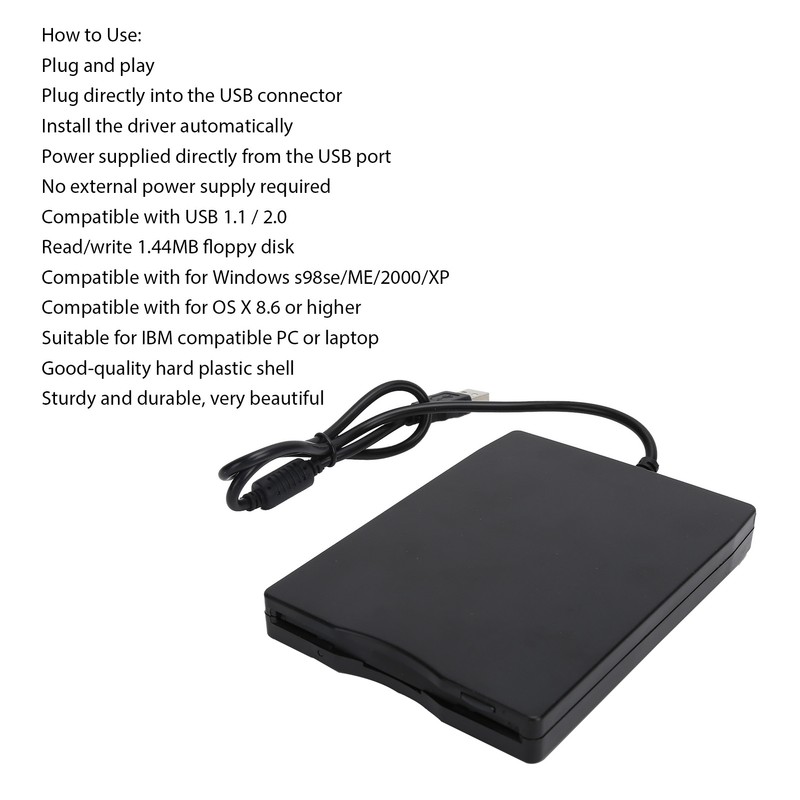 USB Floppy Disk Drive External Portable 1.44MB FDD Universal for