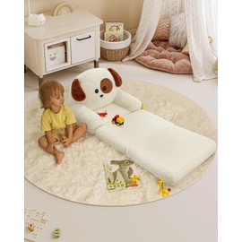 MOONBEEKI Comfy Toddler Chair, Kids Couch Fold Out to Lounger, Foldable Baby Sofa Plush for Girl and Boy Age 18 Months and Up （Charlie Dog）