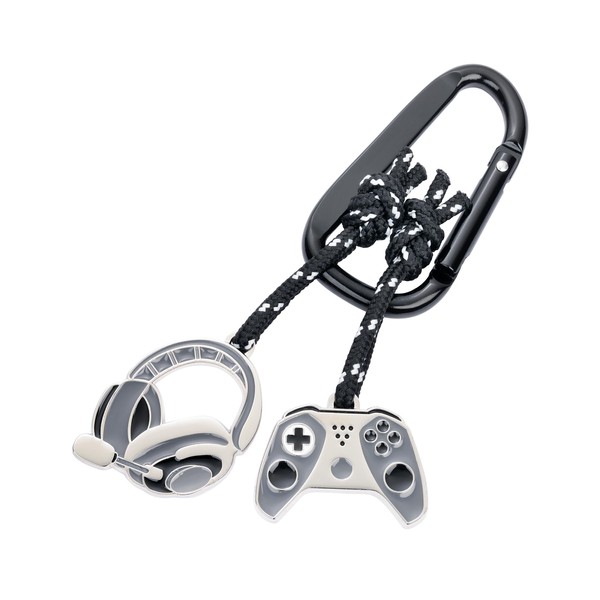 TROIKA Gaming Keyring with Carabiner Hook - 2 Pendants on