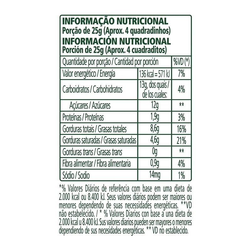 GAROTO Talento Chocolate 90 gr. each - PACK of 4.