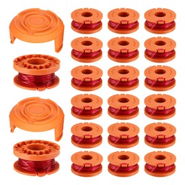 20 + 2 Pieces Grass Trimmer Spool for W-o-r-x Grass Trimmer, Trimmer Line Spool for W-o-r-x WA0010, Thread Trimmer Replacement Spool Diameter 1.65 mm, 3 m Length (20 Replacement Spools + 2 Caps