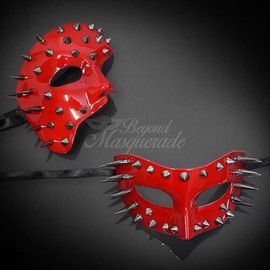 Masquerade Mask Red Spiked Steam Punk Venetian Mardi Gras Couple Lover Masquerade Mask