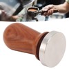 Coffee Tamper with Flat Stainless Steel Base Wooden Handle Coffee