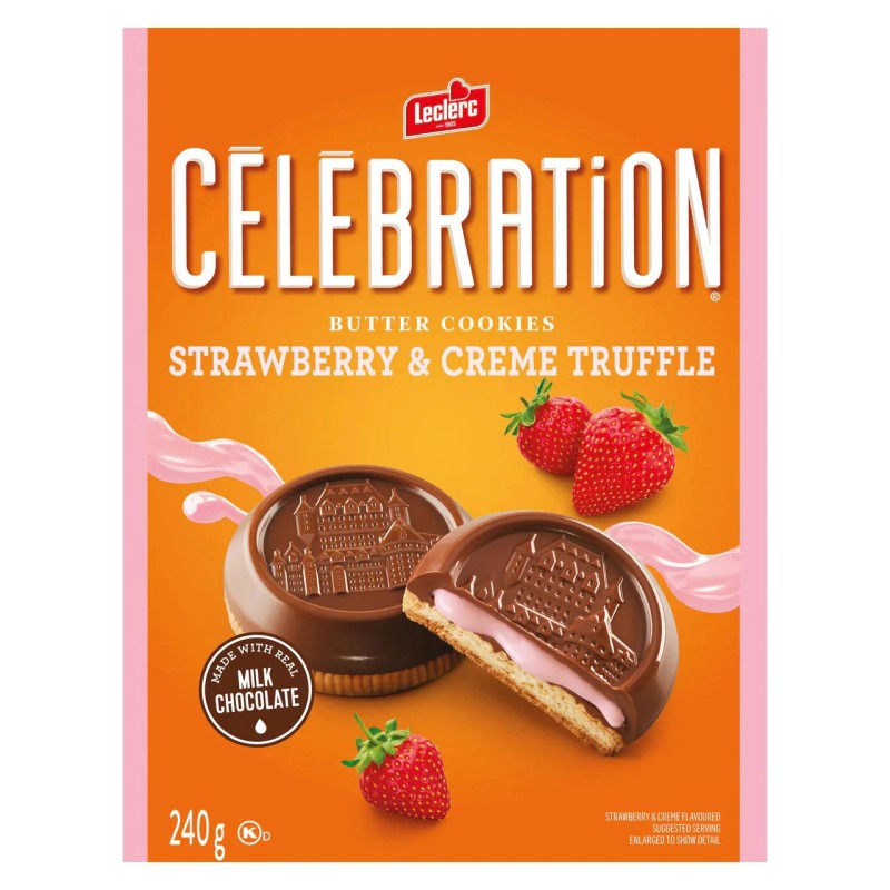 Celebration Leclerc Celebration Strawberry & Creme Truffle Cookies, 240g/8.5 oz