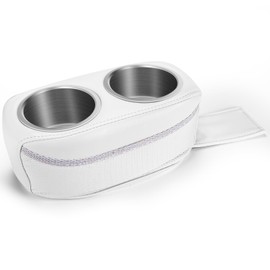 Pontoon Cup Holder, Double Drink Holder for Boat, Stainless Steel Cup Holders for Pontoon Boat, Yacht, RV,Car (White)