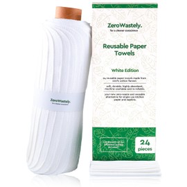 Reusable Paper Towels - Value Pack of 24 Paperless Paper Towels! - 100% Cotton, Super Soft, Absorbent, Washable and Made To Last