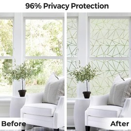 Coavas Window Privacy Film, Frosted Glass Static Cling, Decorative for Bathroom Door Covering, UV Blocking Window Cling, Non-Adhesive Vinyl Sticker, Day and Night Film for Home, 45.2x393.7 Inch