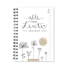 A6 White Floral Design Address Book with Flexible Dividers with Cut Out Index