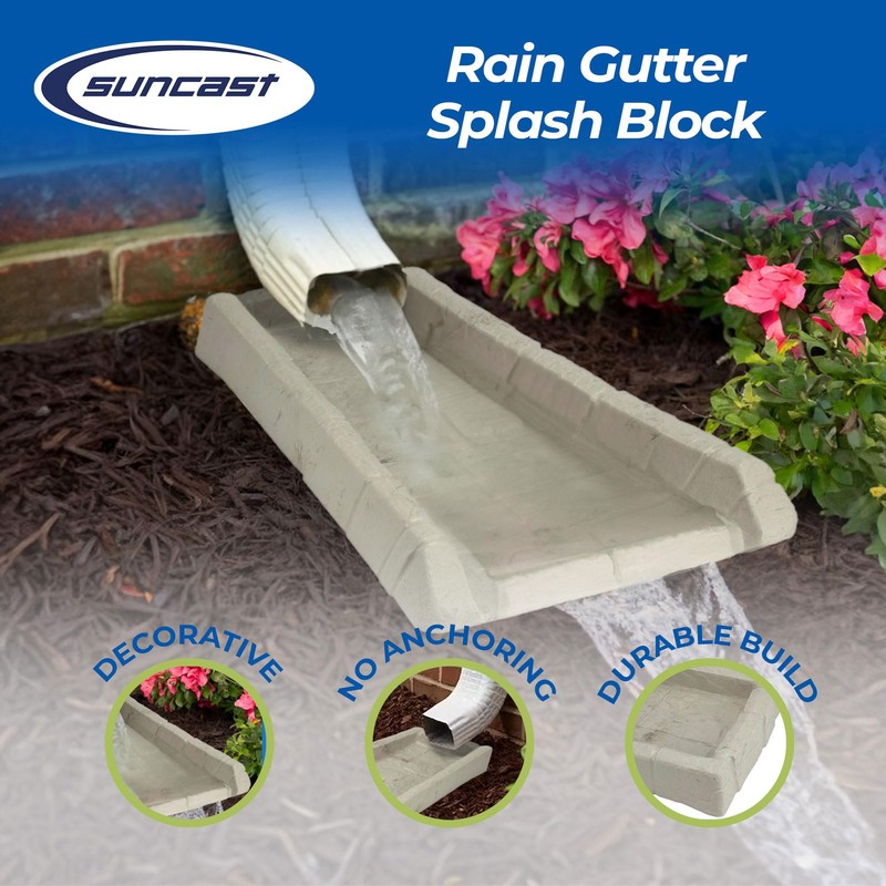 Suncast Poly Composite Easy to Use Decorative Outdoor Rain Gutter