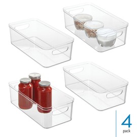 iDesign Plastic Pantry Bin for Kitchen Organizing - Organizer Bin with Handles - Set of 4 - Clear