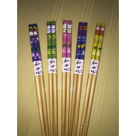 Handmade JAPANESE  5 VARIATION ANIMAL CHOPSTICKS  W/ FREE HANDMADE - GOLD WITH  CARTOON CHARACTER