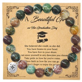 Graduation Gifts for Her Him,Graduation Bracelets Inspirational Compass Bracelet Class of 2025 Graduate Gifts Middle School High School College Bachelor Master for Women Daughter Friends (Multicolor)