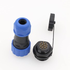 SD20 Waterproof Connector IP68 Circular LED Power Cable Plug Socket Wire Electric Panel Mount Solder Connector (Back Nut, 12Pin 5A)
