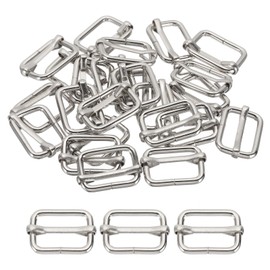 PATIKIL 16x25mm Slide Buckle, 24 Pcs Metal Adjustable Webbing Tri-Glide Strap Adjuster for Backpack Bag Making Purse DIY Accessories Belt Hardware, Silver Tone