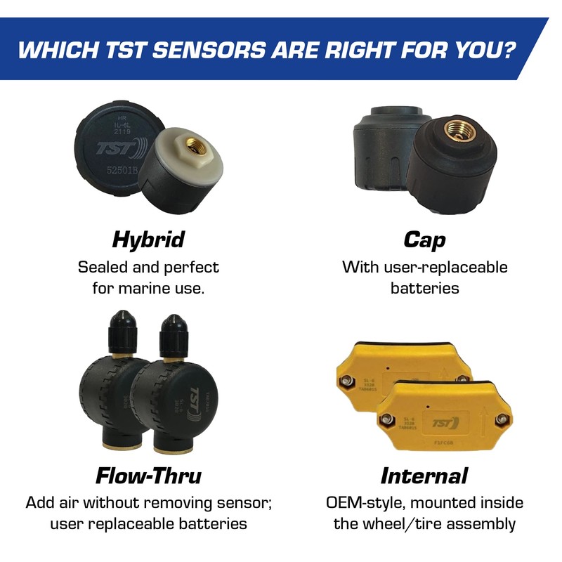 TST 507 Tire Pressure Monitoring System, 2 Cap Sensors for