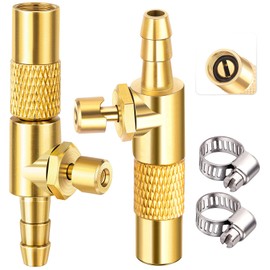 LUMITECO 2-Pack Screw On Air Chuck with 1/4'' Barb End, Twist-On Tire Chuck w/Air Bleed Valve for Portable Mini Air Compressor, Tire Inflate Pump Replacement Nozzle w/Barb Connector for Hose Repair