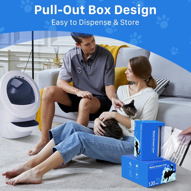 60 Pack Litter Box Robot 3 4 Waste Bags, Self