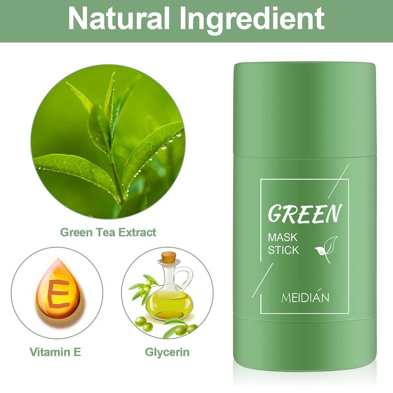 Green Tea Purifying Clay Stick Mask, Face Moisturises Oil Control,