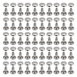 HARFINGTON 200 Sets Chicago Screws Leather Rivets, M6 1/4-Inch Belt Binding Metal Screws for Leathercraft, Bag, Shoes, Purse, Bookbinding, Silver, M6x7mm
