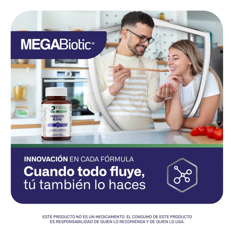 Prebiticos Blend Megabiotic 120 Cpsulas 1130mg Por Porcin Sin Sabor