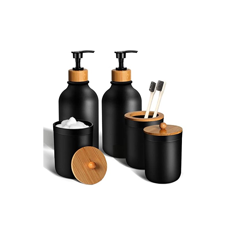 Juego de Baño Accesorios 5Pcs, Negro Accesorios para Baño con