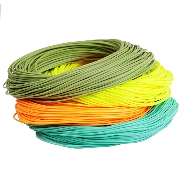 MAXIMUMCATCH Maxcatch Weight Forward Floating Fly Line 100ft Yellow, Orange, Teal Blue, Moss Green (1F-10F) (Orange with 2 welded loops, WF7F)