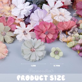 Framendino, 120 Pack Faux Flowers Heads Artificial Silk Peony Daisy Flower Head Small Fabric Flowers Multicolor Mini Flowers for DIY Craft Wedding Home Party Wreath Decoration (2 Styles)
