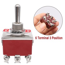 Taiss 2pcs Momentary Toggle Switch DPDT (ON)-Off-(ON) 6 Terminal 3 Position Toggle Switches 12V Heavy Duty Rocker Toggle Switch with Waterproof Cap KL-C223