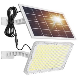 JACKYLED Solar Dusk to Dawn Light Outdoor 1000 Lumens 299 LED Solar Security Lights with Extension Cord, IP65 Waterproof Solar Powered Wall Spotlight Bright for Garden Patio Shed Carport Flag, White