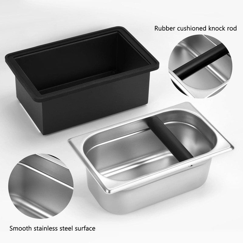 Espresso Knock Box, Stainless Steel Coffee Knock Box Large Capacity