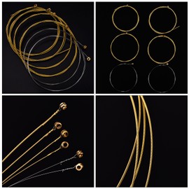 Bememo 2 Sets of 6 Guitar Strings Replacement Steel String for Acoustic Guitar (Yellow and Multicolor)