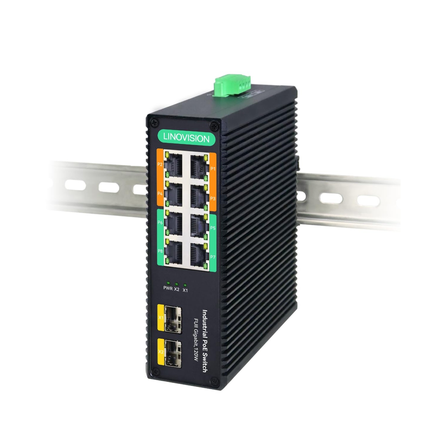 LINOVISION Industrial 8-Port Full Gigabit POE++ Switch with 4 BT 90W ...