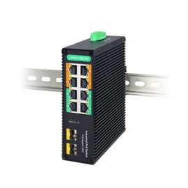 LINOVISION Industrial 8-Port Full Gigabit POE++ Switch with 4 BT 90W PoE Ports, 2 Gigabit SFP Uplinks, POE Budget 120W, POE Watchdog, DIN-Rail POE Switch for PTZ Camera/POE Lighting/ POE Monitor