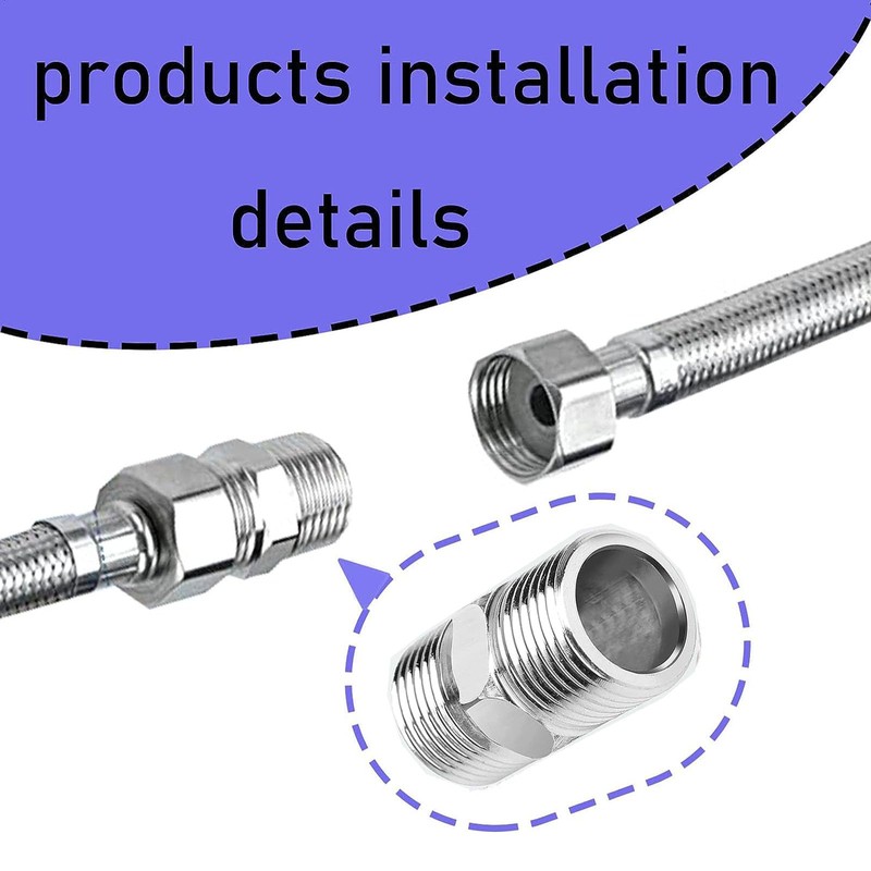 BNFGD 2Pcs Shower Hose Connector Shower Connector,Stainless Steel Hex Connector,Standard