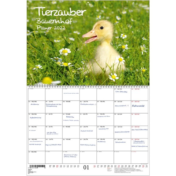 Tierzauber Farm Planner DIN A2 Unfolded - Calendar for 2022 Different Animals on the Farm - Soul Magic