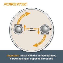 POWERTEC 70292W 4" Cyclone Dust Collection Elbows and Couplers Separator Kit for Woodworking Debris Containers, Buckets and Barrels